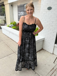 Black Floral Ric Rac Maxi Dress