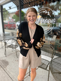 Crochet Square Black Cardigan