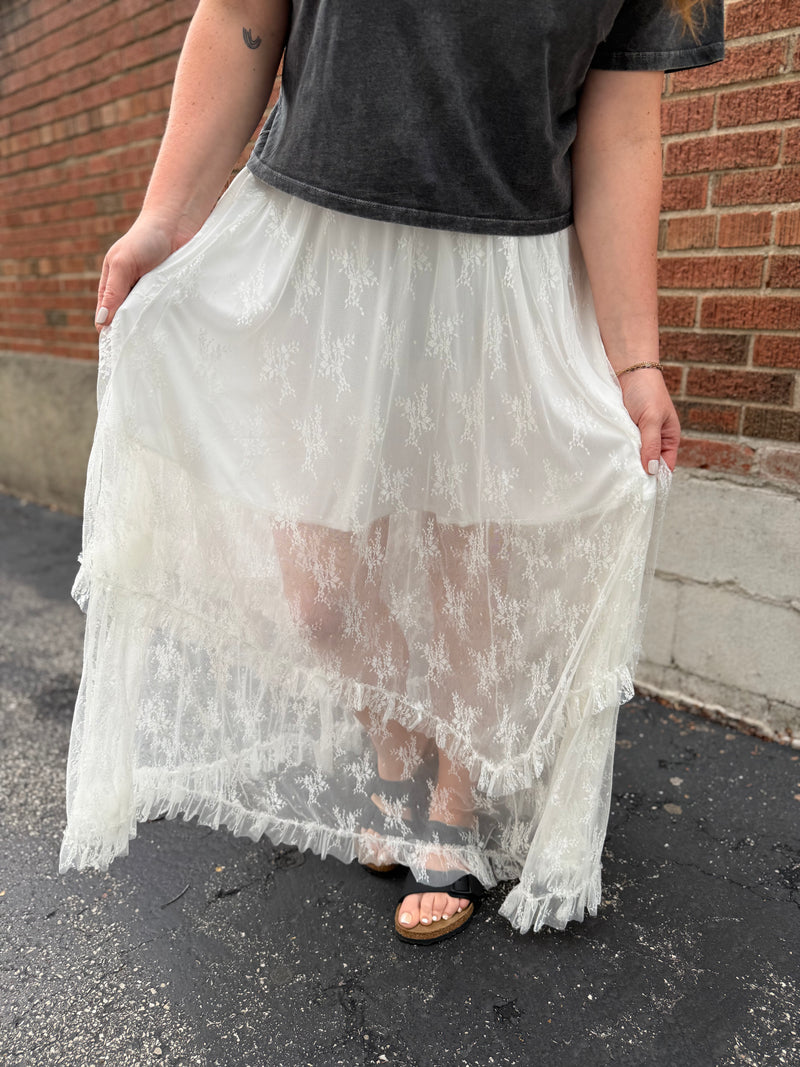 Blooming White Maxi Skirt
