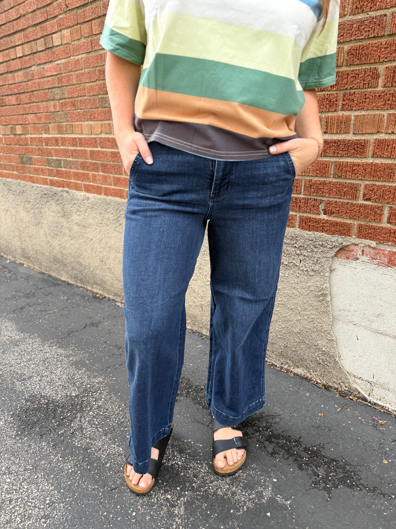 Darla Denim HW Ankle Wide Trouser