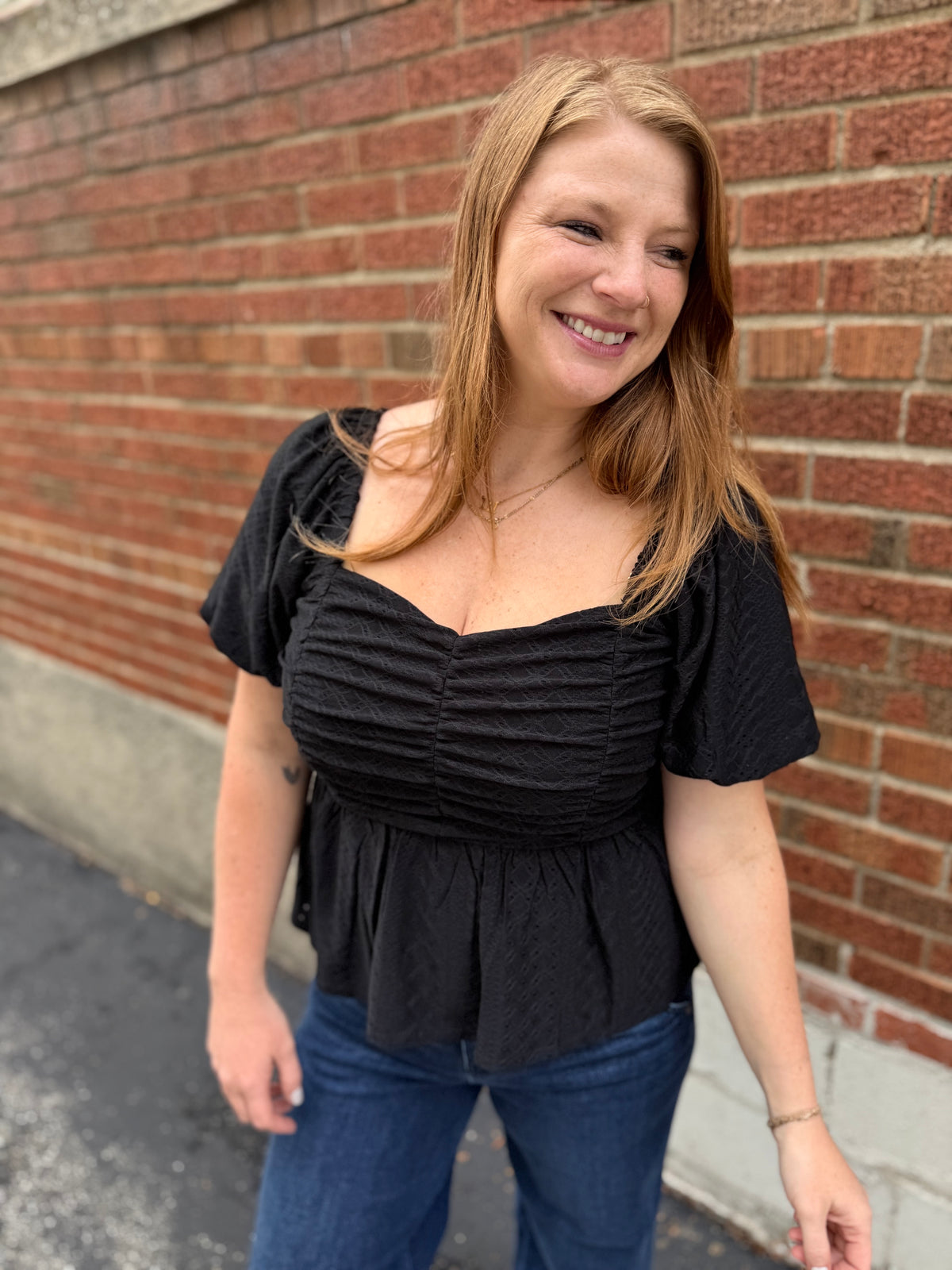 Sabrina Peplum Top