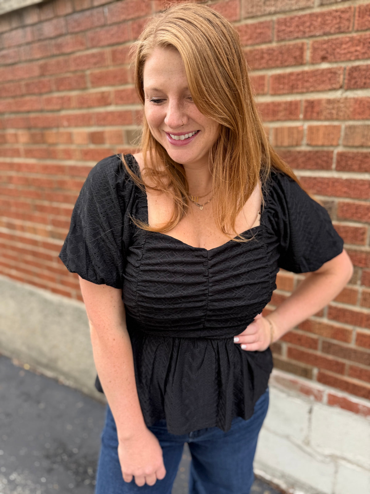 Sabrina Peplum Top