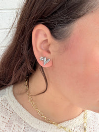 Heart Stud Earrings - Silver