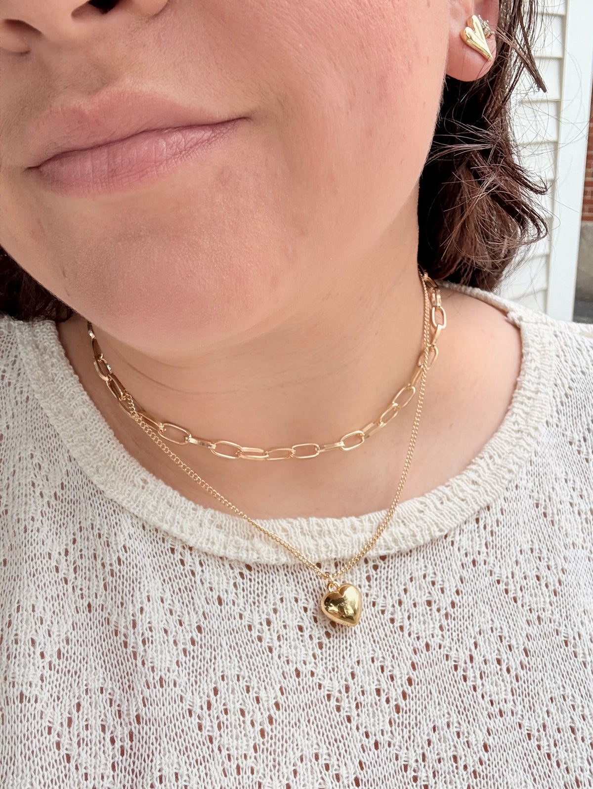 Double Chain Heart Necklace