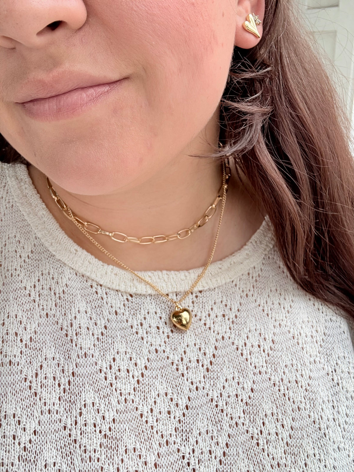 Double Chain Heart Necklace