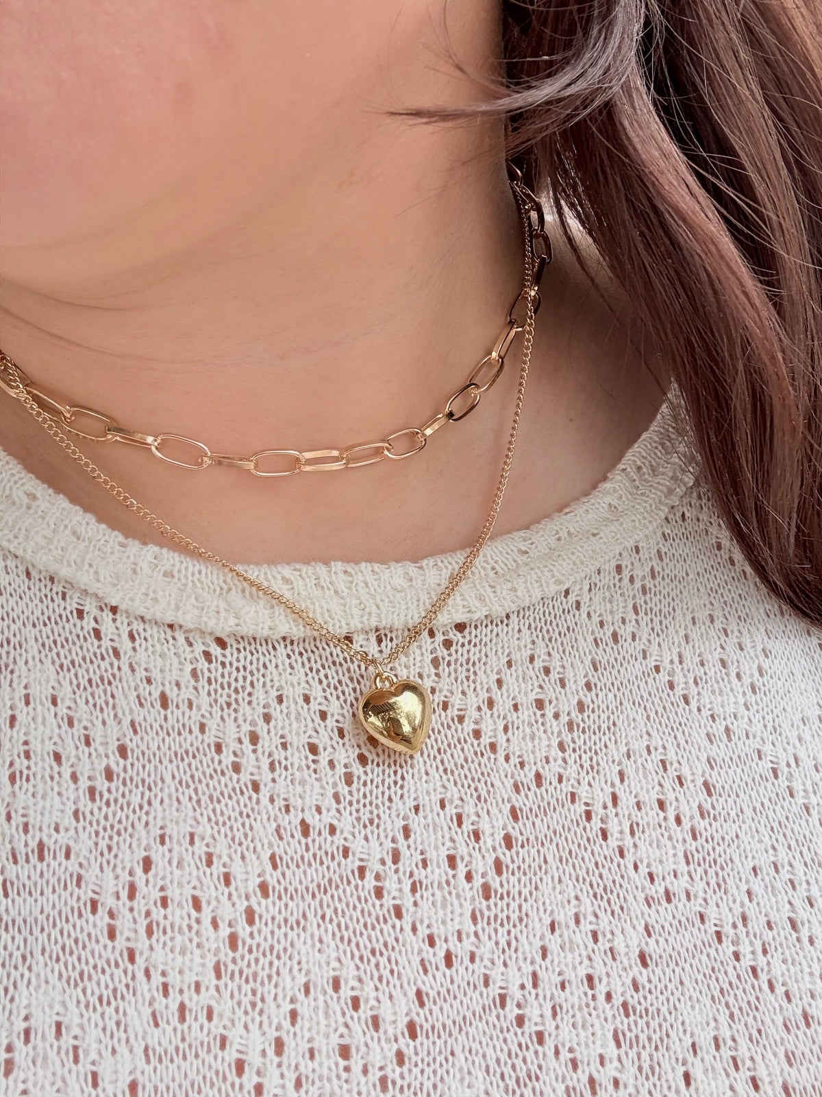 Double Chain Heart Necklace