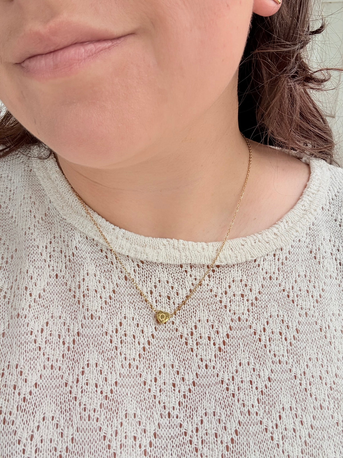 Gold Initial Heart Necklace