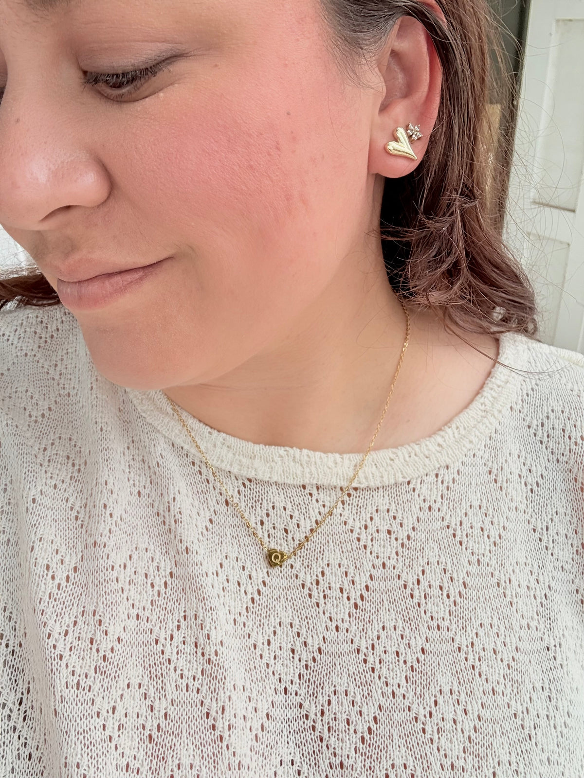 Gold Initial Heart Necklace