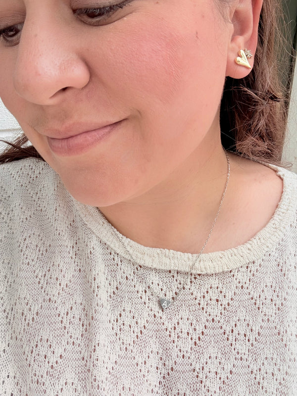 Silver Initial Heart Necklace