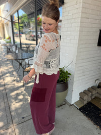 Cari Crocheted Short Sleeve Top