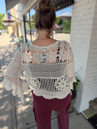 Cari Crocheted Short Sleeve Top
