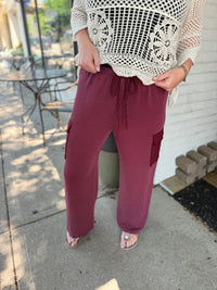 Ribbed Wide Leg Cargo Pants