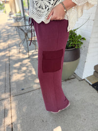 Ribbed Wide Leg Cargo Pants