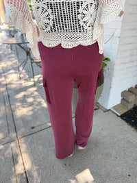 Ribbed Wide Leg Cargo Pants
