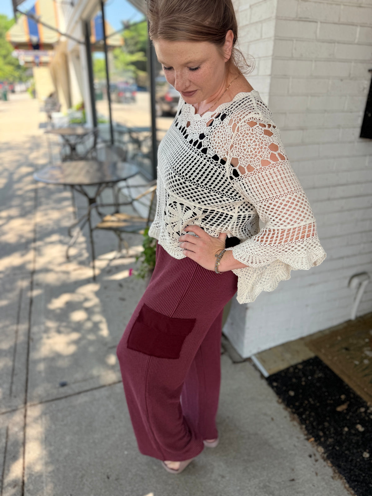 Ribbed Wide Leg Cargo Pants