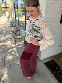 Ribbed Wide Leg Cargo Pants