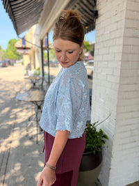 Bella Blue Embossed Floral Top