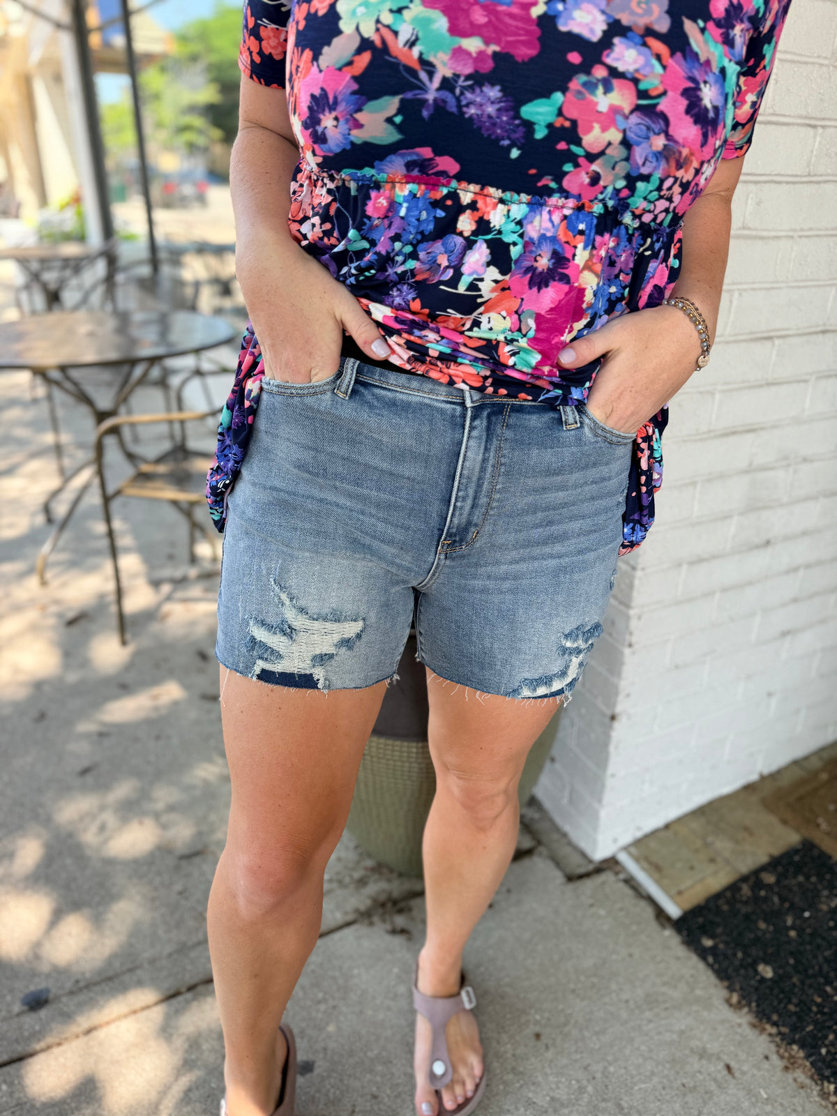 Reese Distressed Denim Shorts