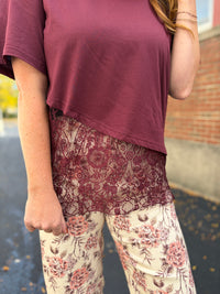Burgundy Lace Asymmetrical Top