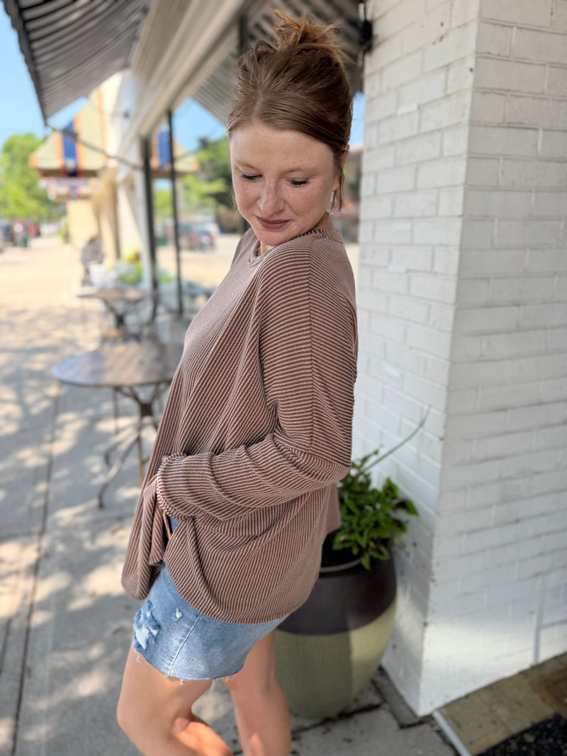 Camel Ribbed Tunic Top