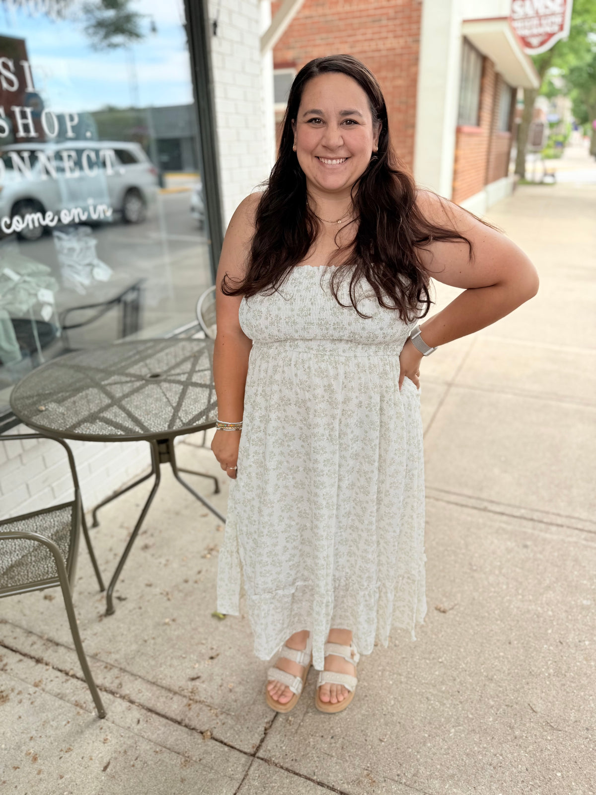 Ruffle Detail Floral Midi Dress