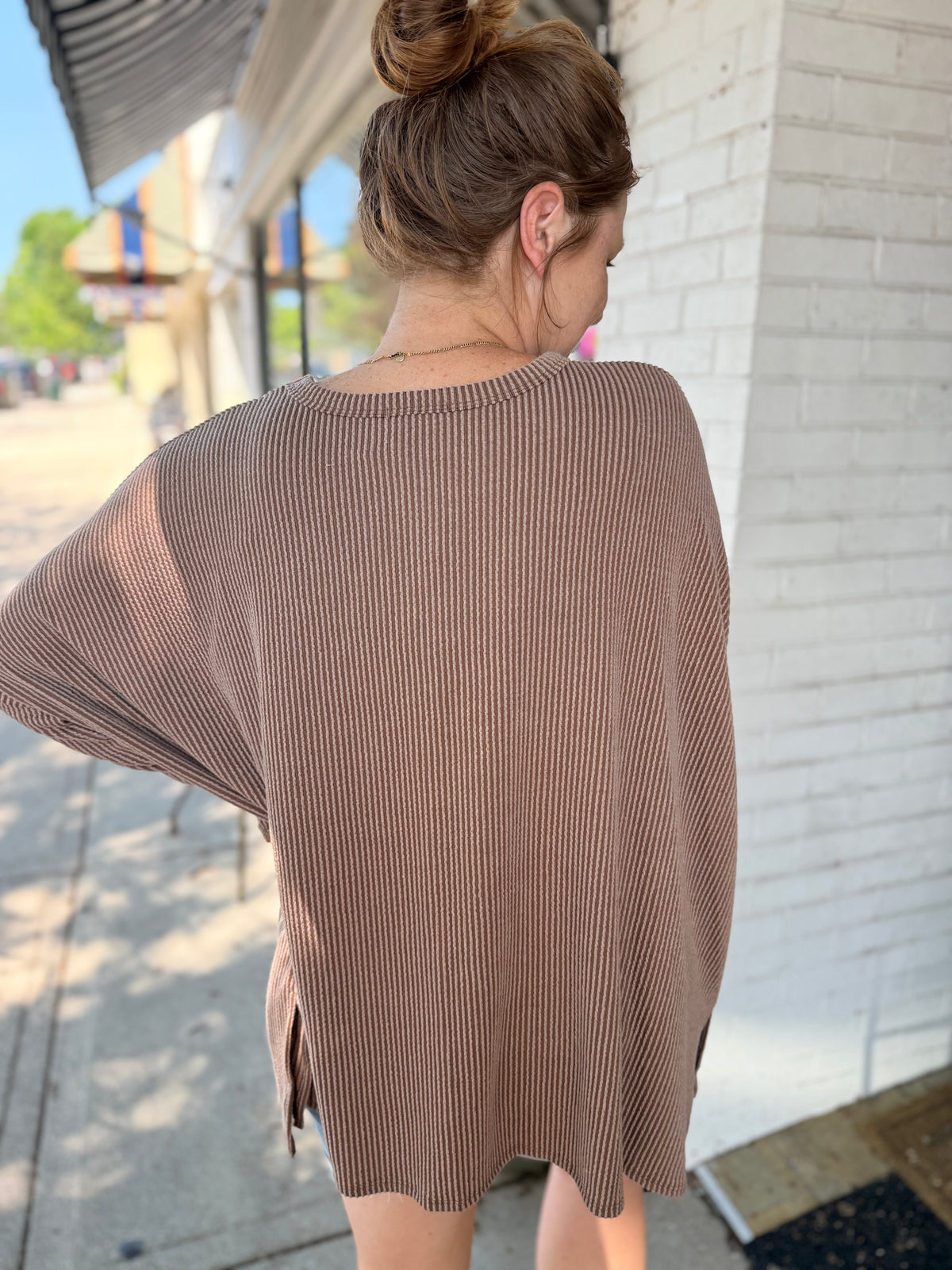 Camel Ribbed Tunic Top