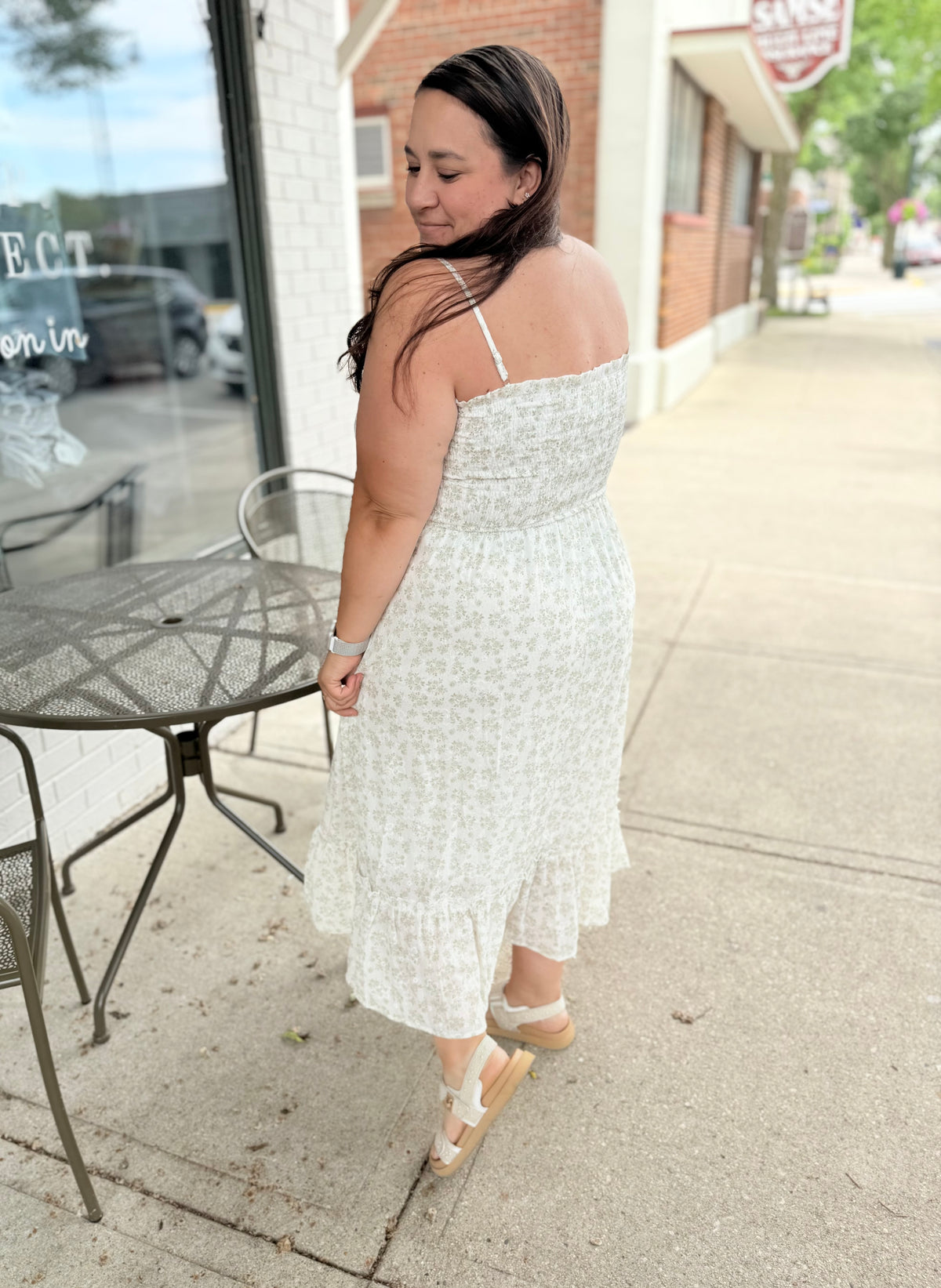Ruffle Detail Floral Midi Dress