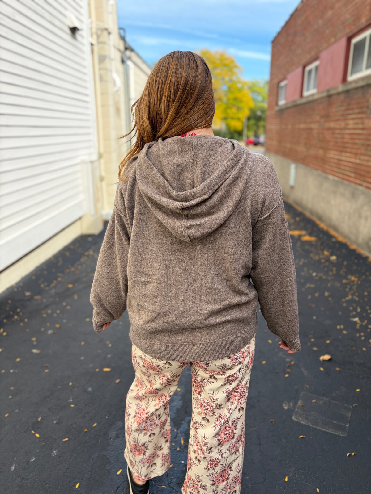 Heather Brown Hooded Pullover