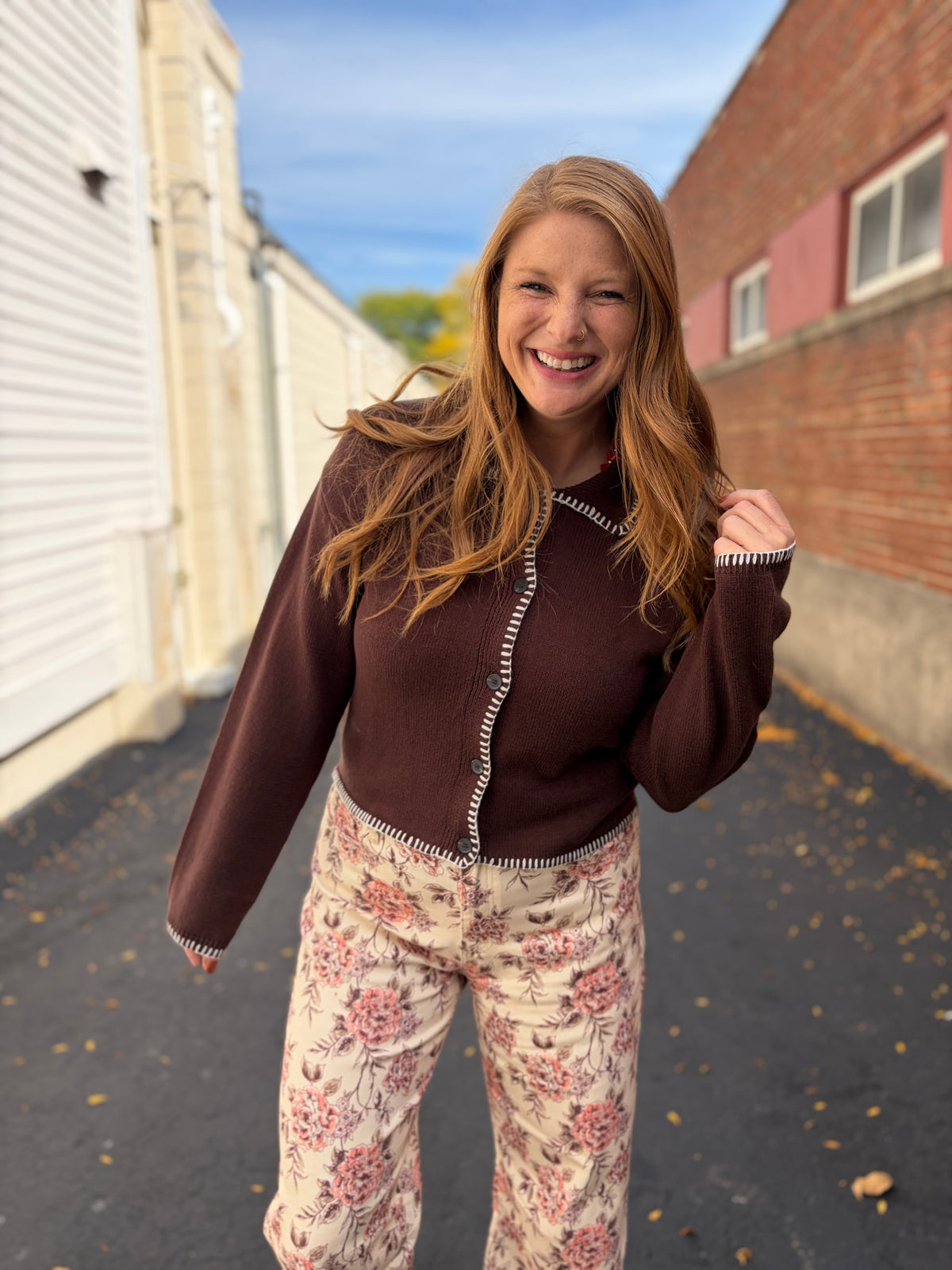 Brown Stitch Cardigan