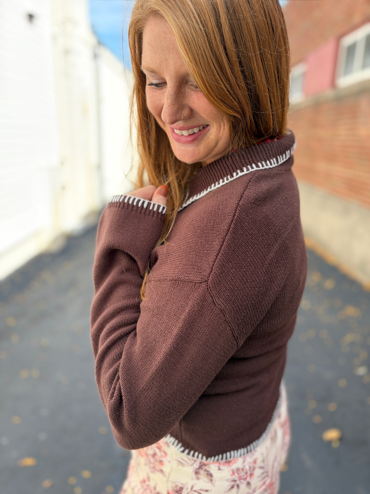 Brown Stitch Cardigan
