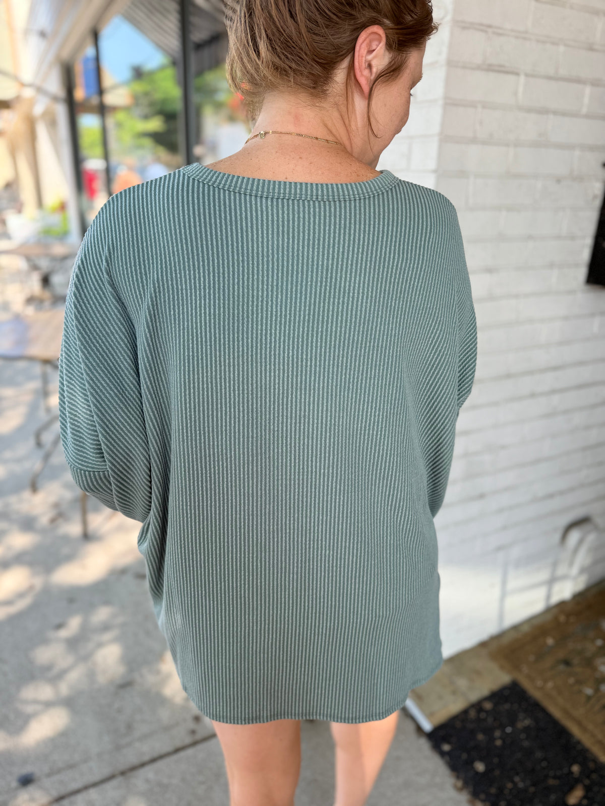 Olive Ribbed Tunic Top