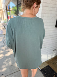 Olive Ribbed Tunic Top