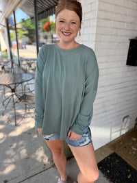Olive Ribbed Tunic Top