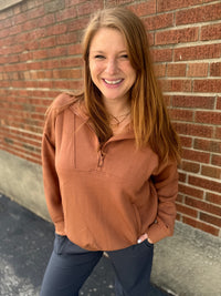Camel Simple Comfort Quarter Zip - Plus Size