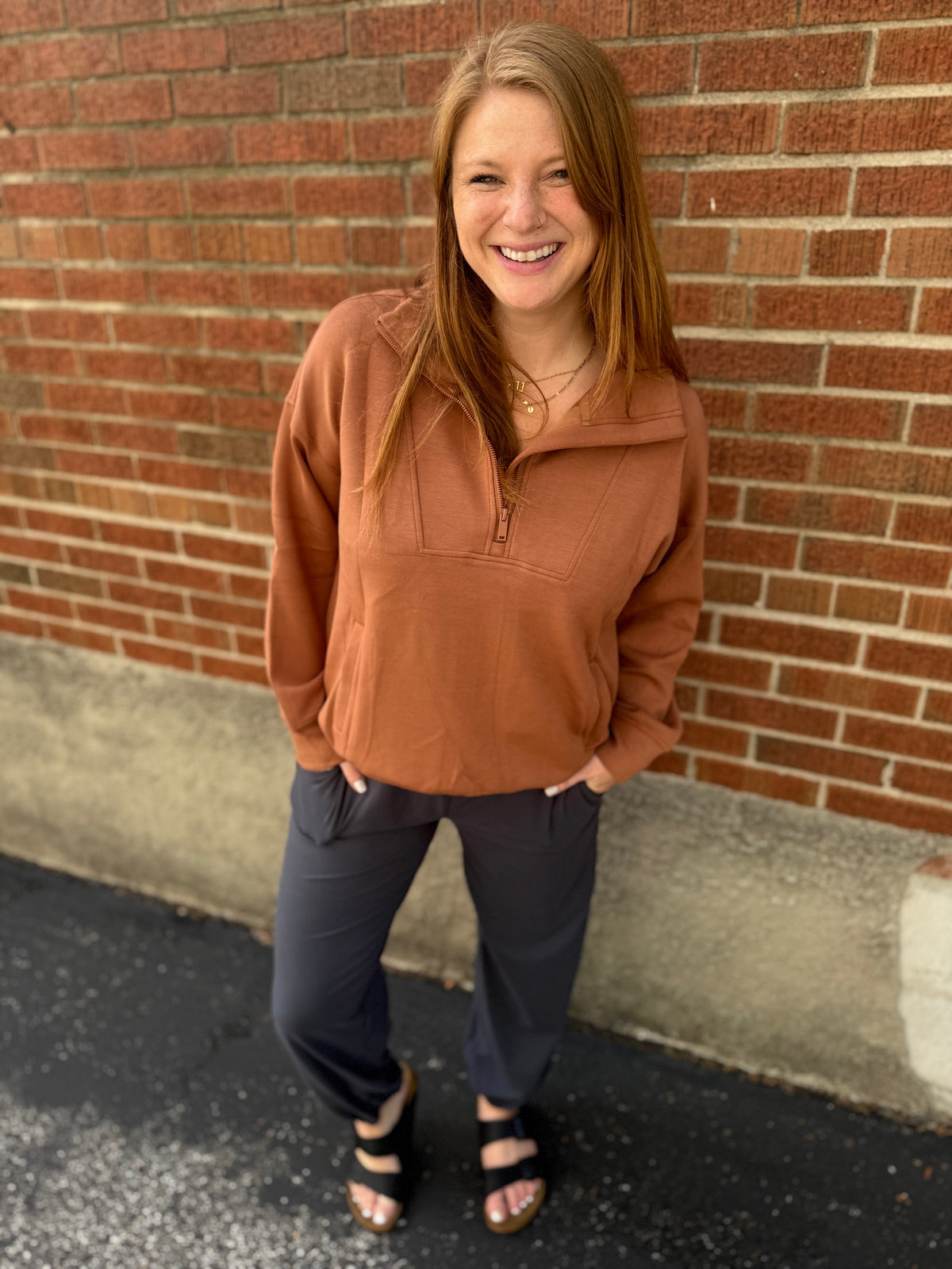 Camel Simple Comfort Quarter Zip - Plus Size