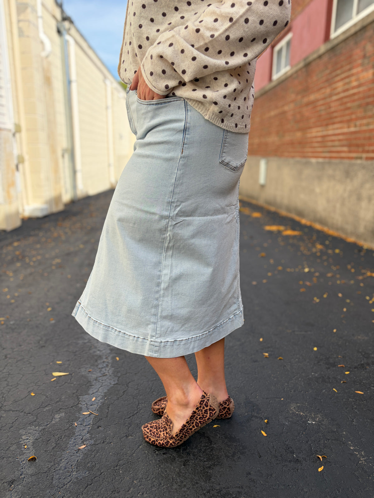 Light Wash High Rise A-Line Skirt
