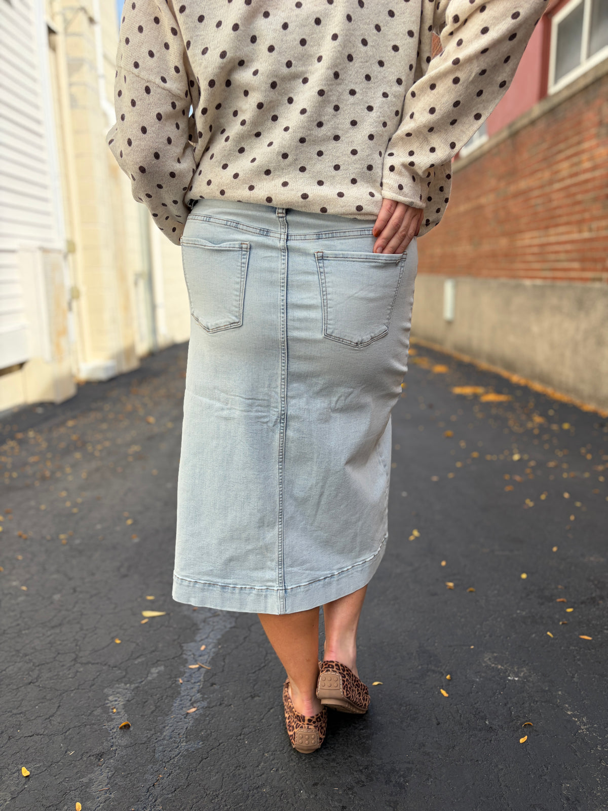 Light Wash High Rise A-Line Skirt