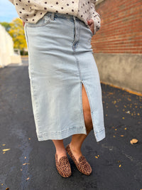 Light Wash High Rise A-Line Skirt