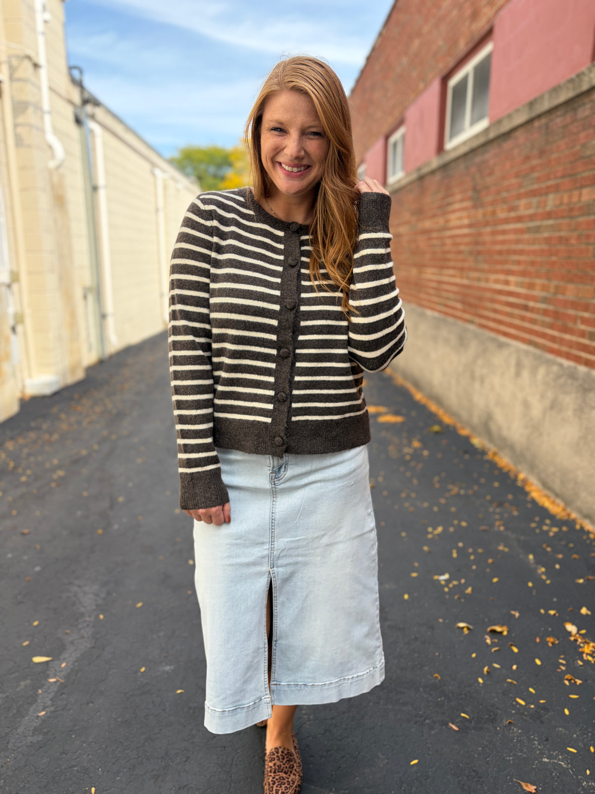 Light Wash High Rise A-Line Skirt