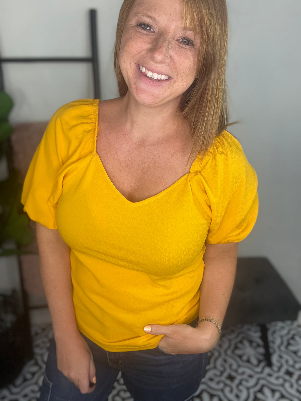 Yellow Puff Sleeve Top