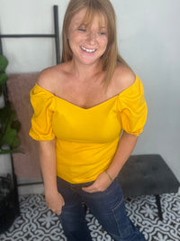 Yellow Puff Sleeve Top