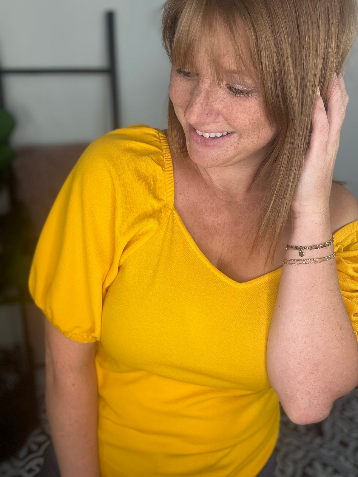 Yellow Puff Sleeve Top