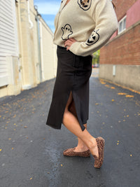 Black Satin Midi Skirt