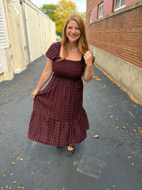Mulberry Plaid Midi Dress