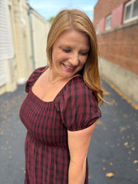 Mulberry Plaid Midi Dress