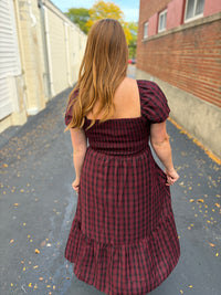 Mulberry Plaid Midi Dress