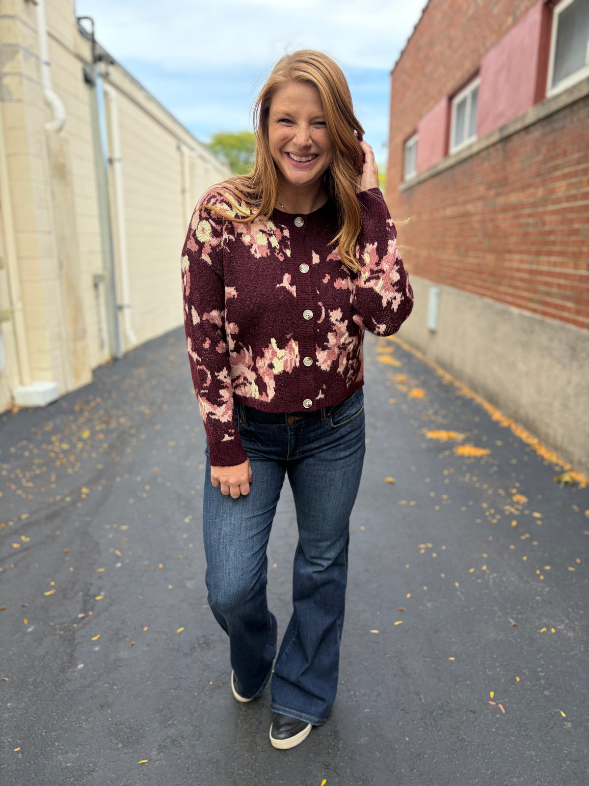 Indigo Double Button Flare Jeans