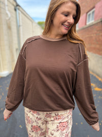 Chocolate Contrast Stitch Top