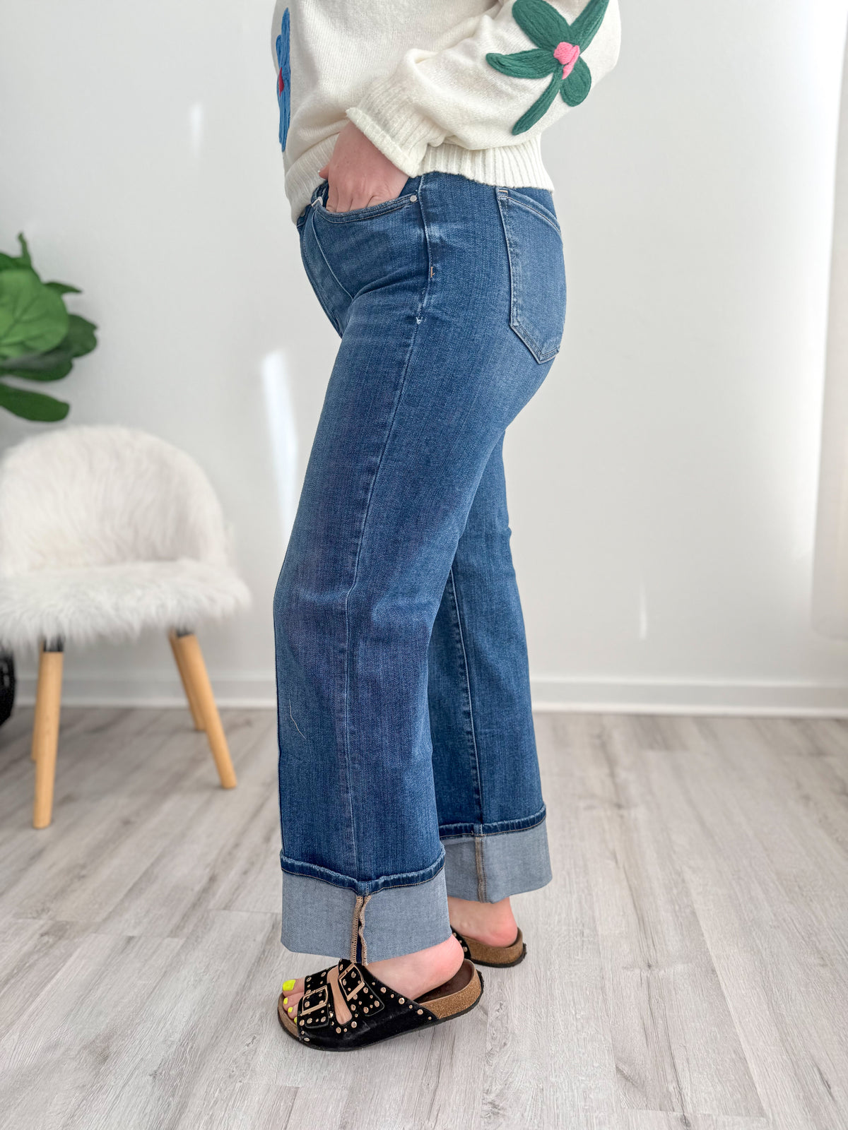 Risen High Rise Ankle Cuffed Jeans