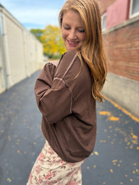 Chocolate Contrast Stitch Top